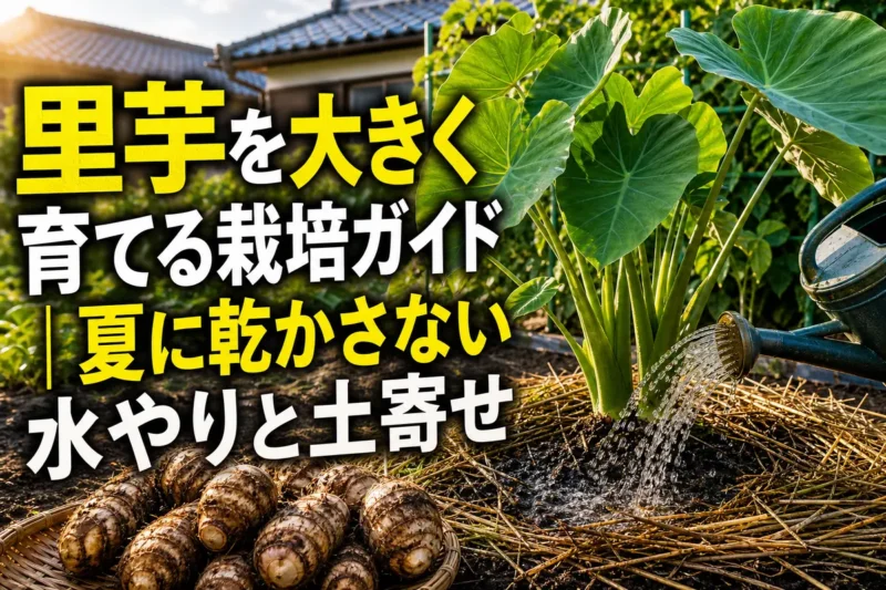 敷きわらをした湿潤な土で大きく育つ里芋。