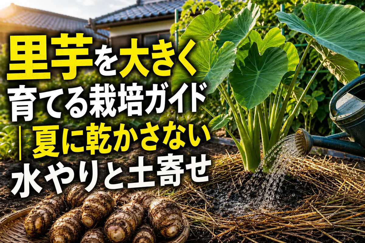 敷きわらをした湿潤な土で大きく育つ里芋。