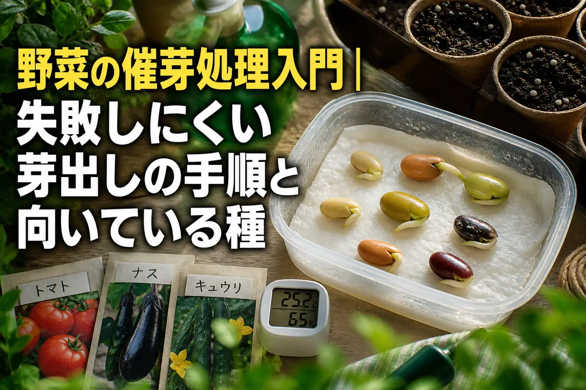 湿らせたペーパーで野菜の種を催芽し、育苗ポットを準備している様子。
